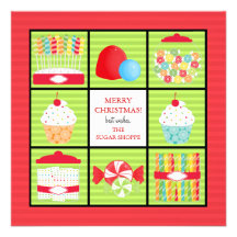 Candy Shop Business Christmas Cards Personalized Announcement