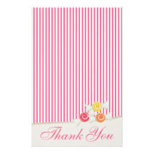 Candy Stripe Thank You Customized Stationery