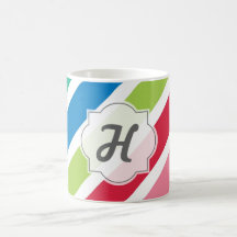 Candy Stripe Thick Diagonal - Edit the Text Coffee Mugs