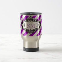 Candy stripe vintage monogram mugs