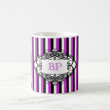 Candy stripe vintage monogram mugs