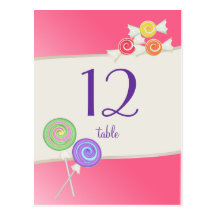 Candy Table Number Watermelon Pink Post Card