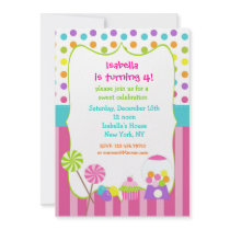 Candyland sweet shoppe birthday invitations