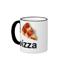 Caneca de alça colorida - I Love Pizza