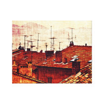 Cannes - terracotta roofs canavas prinr stretched canvas print