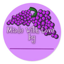 Canning Labels for Grape Jam, Jelly or Preserves Round Stickers