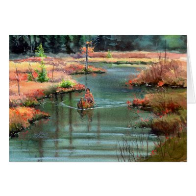 CANOE by SHARON SHARPE Greeting Card by sharonsharpe