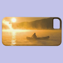 Canoeing in Lily Bay at sunrise, Moosehead Lake, casemate cases