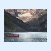 Canoës rouges sur Lake Louise impressions sur toile