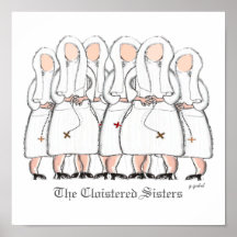Canvas Pen & Ink Nun Art "The Cloistered Sisters" Posters