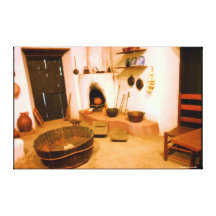 CANVAS PHOTOGRAPHY - 1800s MISSION KITCHEN - GIFTS Stretched Canvas Print