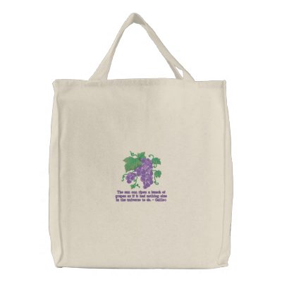 Canvas Tote with Embroidered Grapes Embroidered Bag by Stitchbaby