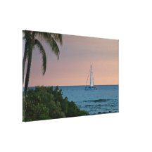 Canvas Wrap: Blue Catamaran Sunset Canvas Print
