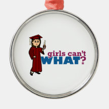 Cap and Gown Girl Christmas Ornament