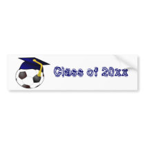 Cap and Soccer Ball Bumper Sticker