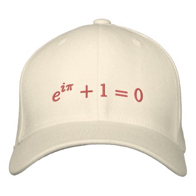 Cap: Euler's identity embroidered, large, red by dantopa