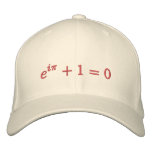 Cap: Euler's identity embroidered, large, red embroidered hats