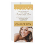 Cap & Gown Graduation Announcement (gold) Photo Greeting Card
