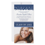 Cap & Gown Graduation Announcement (navy) Picture Card