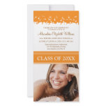 Cap & Gown Graduation Announcement (orange) Personalized Photo Card
