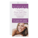 Cap & Gown Graduation Announcement (purple) Custom Photo Card