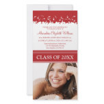 Cap & Gown Graduation Announcement (red) Custom Photo Card