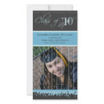 Cap & Gown Graduation Photo Announcement (blue) Photo Card Template