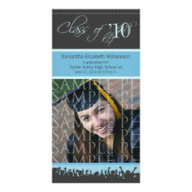 Cap & Gown Graduation Photo Announcement (blue) Customized Photo Card