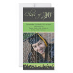 Cap & Gown Graduation Photo Announcement (green) Personalized Photo Card