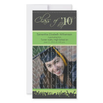 Cap & Gown Graduation Photo Announcement (green) Personalized Photo Card