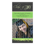 Cap & Gown Graduation Photo Announcement (green) Personalized Photo Card