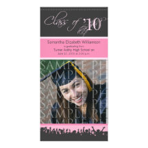 Cap & Gown Graduation Photo Announcement (pink) Photo Card Template