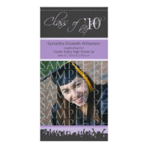 Cap & Gown Graduation Photo Announcement (purple) Customized Photo Card