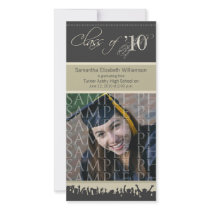 Cap & Gown Graduation Photo Announcement (taupe) Photo Greeting Card