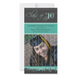 Cap & Gown Graduation Photo Announcement (teal) Customized Photo Card