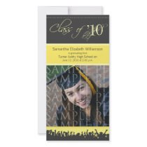 Cap & Gown Graduation Photo Announcement (yellow) Photo Cards