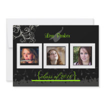 Cap + Gown + Swirls Graduation Invitation /Photos