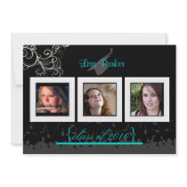 Cap + Gown + Swirls Graduation Invitation /Photos