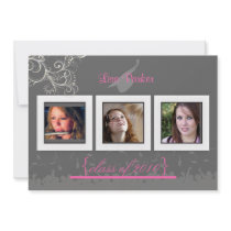 Cap + Gown + Swirls Graduation Invitation /Photos