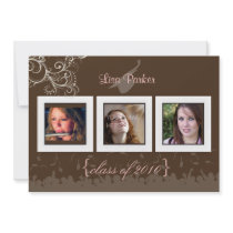 Cap + Gown + Swirls Graduation Invitation /Photos