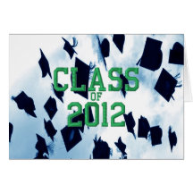Cap Toss Green Class of 2012 Grad Notecard
