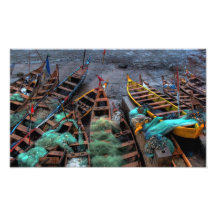 Cape Coast Boats Through the Castle Portal Photographic Print