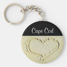 Cape Cod Heart on a Sandy Beach Key Chain