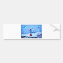 Cape Neddick Light snow pastel Bumper Sticker