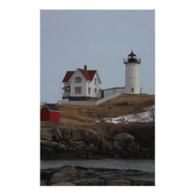 Cape Neddick / Nubble Light in Winter Stationery Design