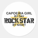 Capoeira Girl Rock Star by Night Round Sticker