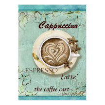 Cappuccino de café-restaurant, cartes du café expr modèles de cartes de visite