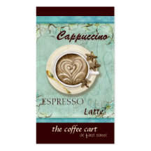 Cappuccino de café-restaurant, cartes du café expr cartes de visite professionnelles