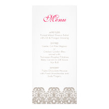 Cappuccino Lace Wedding Menu Customized Rack Card