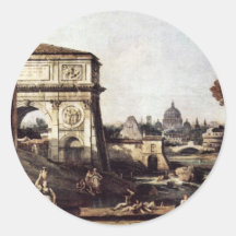 Capriccio Romano Arch  By Bernardo Bellotto Round Sticker